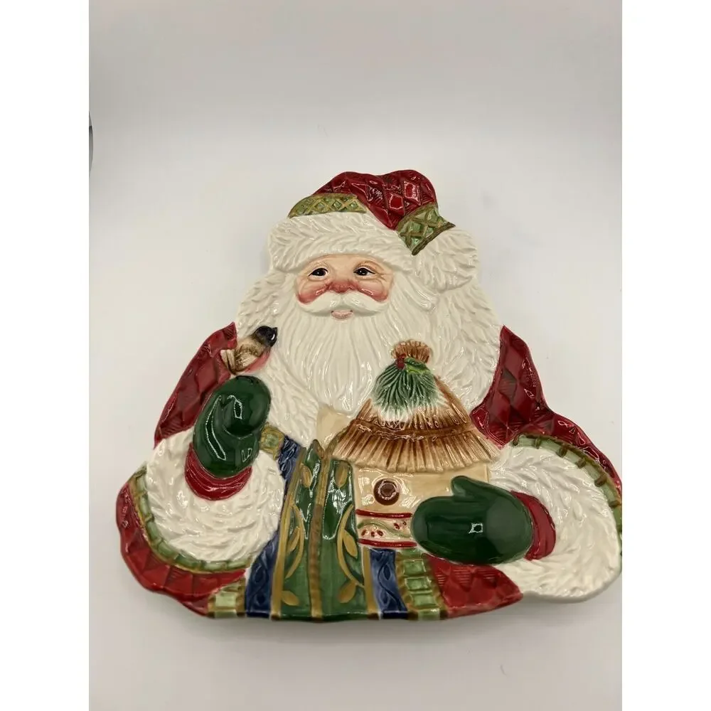 Vintage Fitz and Floyd Santa's Forest Friends Santa Canape Appetizer‎ Plate